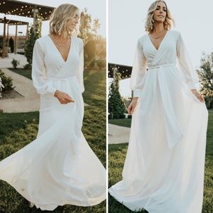 NWOT Baltic Born Lydia White Long Sleeve Maxi Dress Sz XXL
